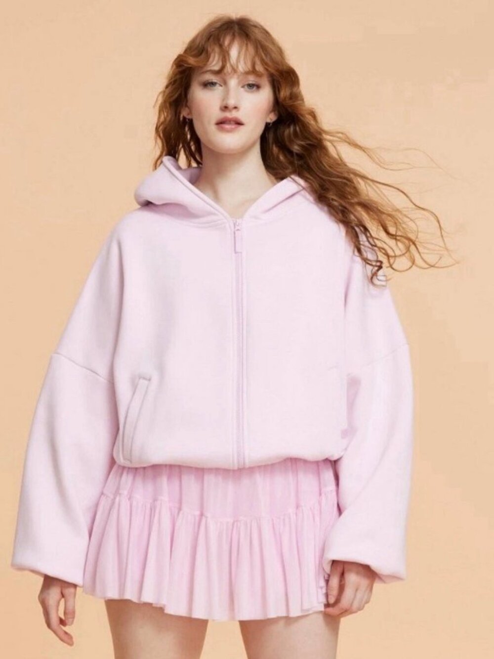 Blogilates Marshmallow Full-Zip Hoodie Light Pink Size M NWT